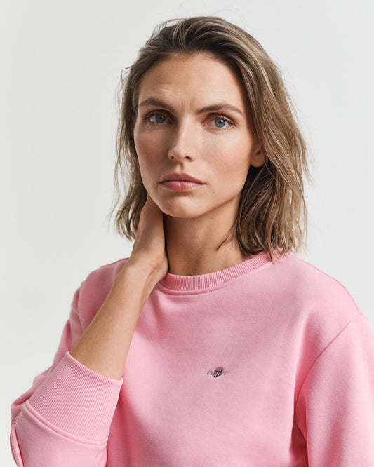 Bluza damska z długim rękawem i okrągłym kołnierzykiem relaxed fit
