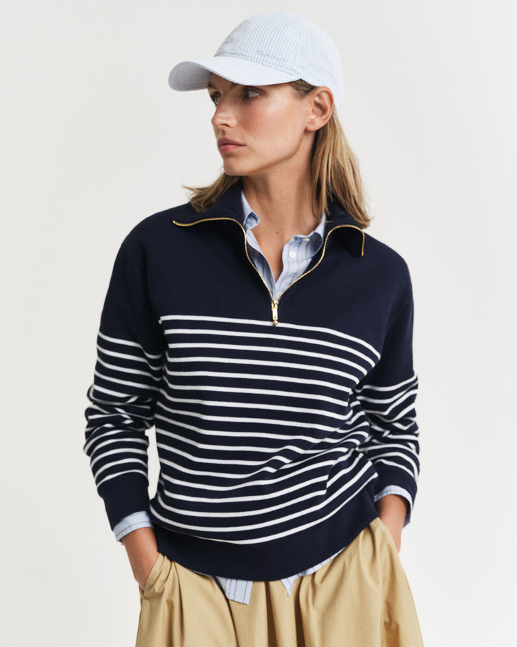 Bawełniana czapka z daszkiem damska niebieska