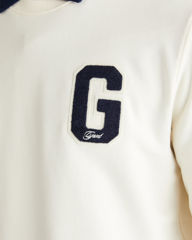 Bluza męska z okrągłym kołnierzykiem regular fit kremowa