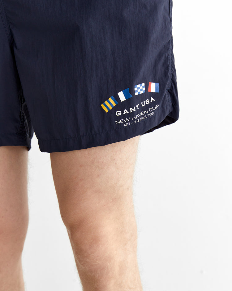 Szorty kąpielowe męskie z nadrukiem regular fit granatowe