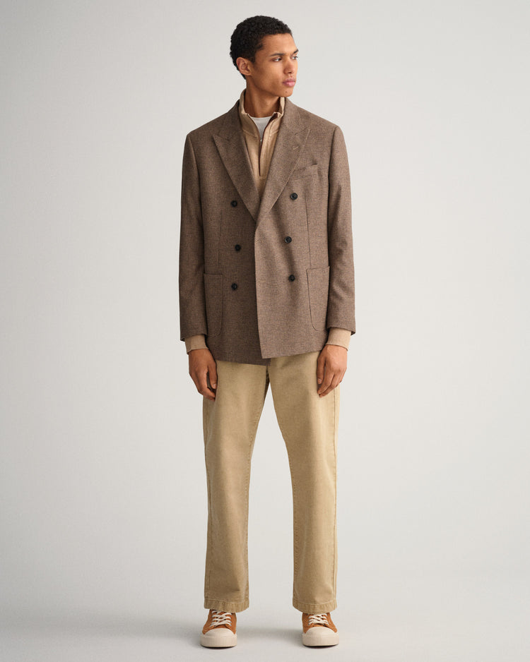 Bawełniana bluza męska z zamkiem do połowy regular fit brązowa