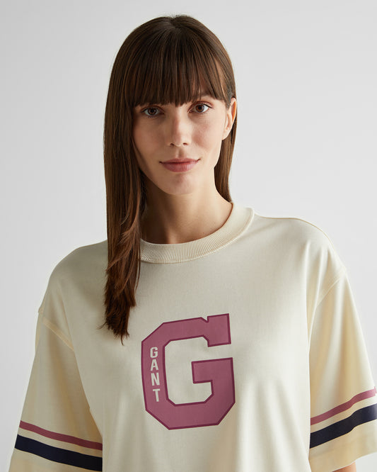 Koszulka damska z nadrukiem i okrągłym kołnierzykiem relaxed fit