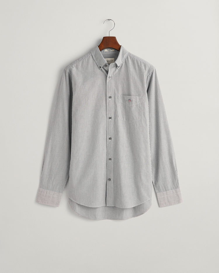 Koszula męska w paski z długim rękawem regular fit czarna