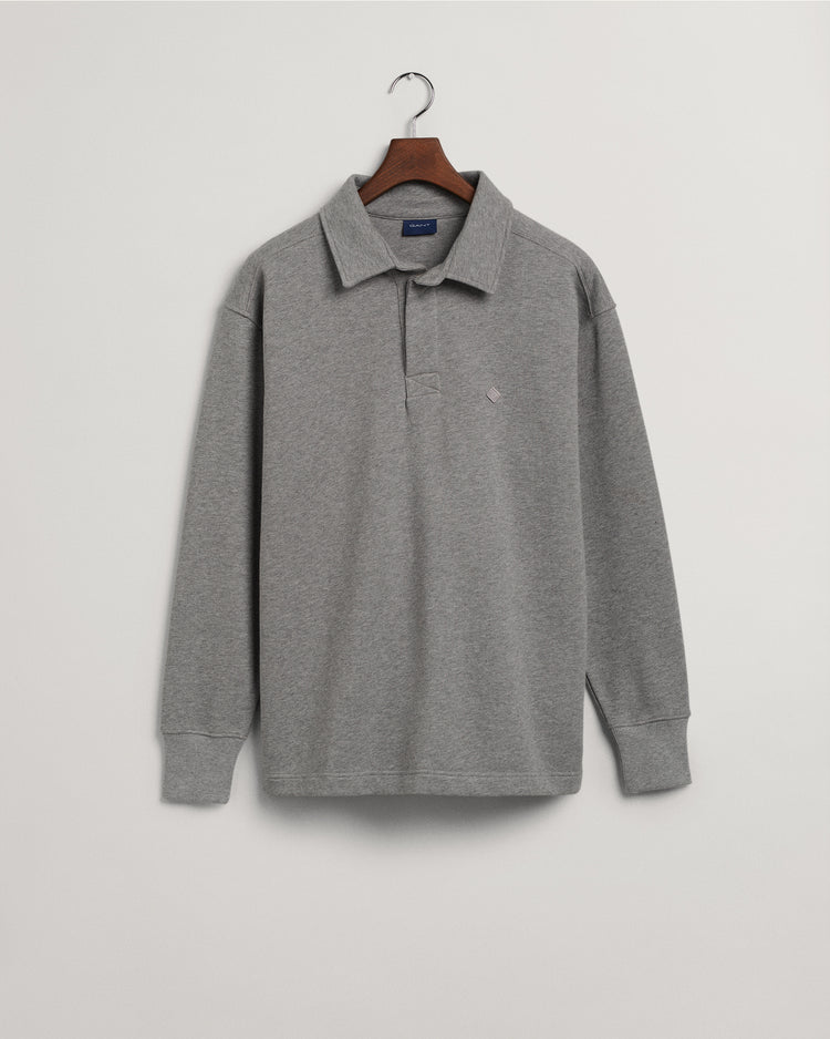 Bawełniana bluza męska z kołnierzykiem polo i długim rękawem relaxed fit