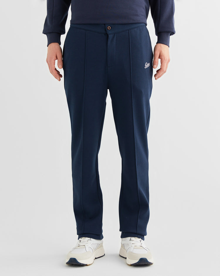 Bawełniane spodnie dresowe męskie regular fit granatowe