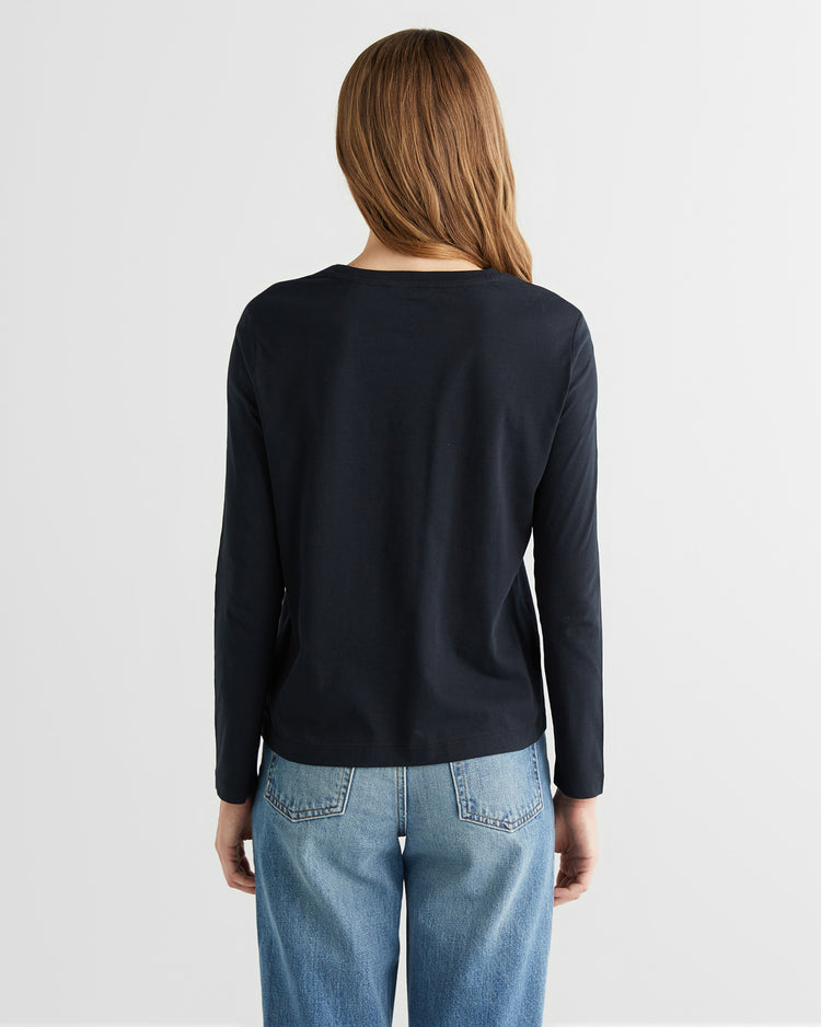 Koszulka damska z długim rękawem z okrągłym dekoltem regular fit