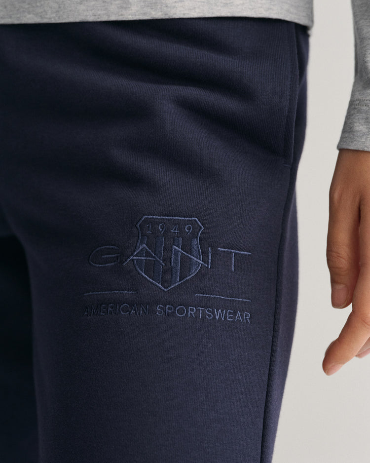 Spodnie dresowe damskie z nadrukiem regular fit granatowe