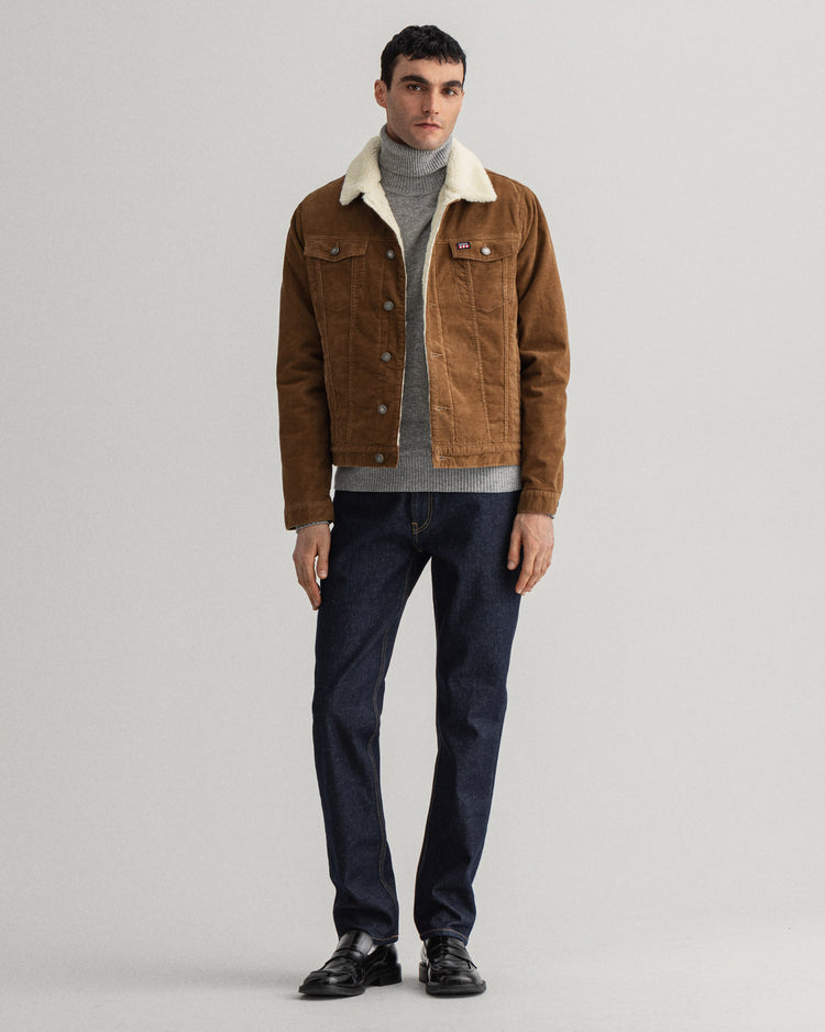 Kurtka męska z nadrukiem zapinana na guziki z długim rękawem regular fit