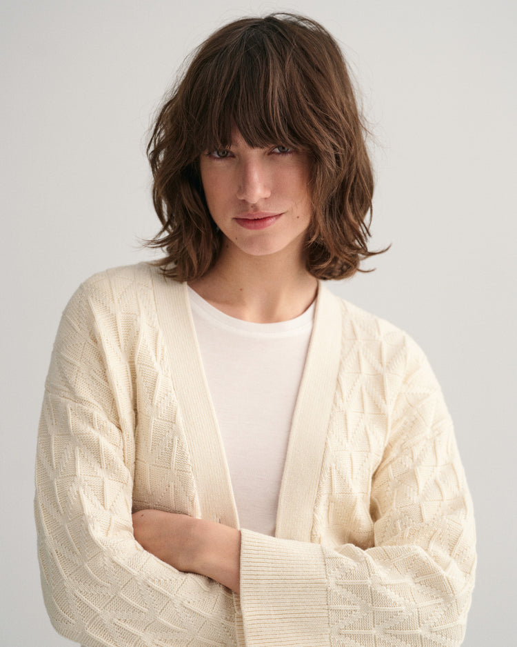 Sweter rozpinany damski z długim rękawem i klasycznym kołnierzem relaxed fit