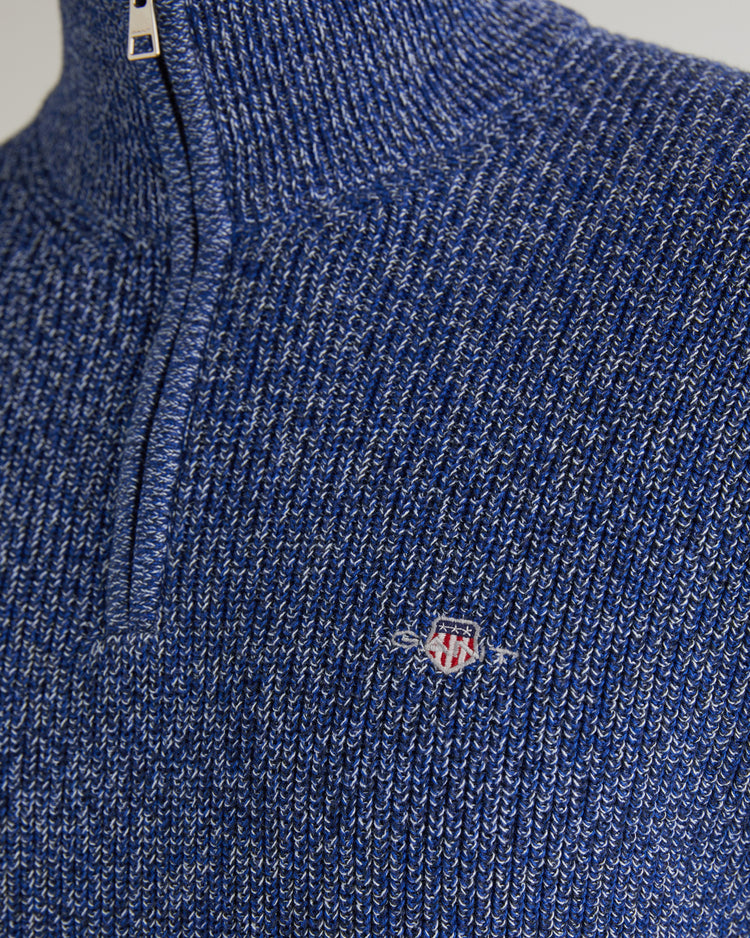 Bawełniany sweter męski z nadrukiem z zamkiem do połowy relaxed fit