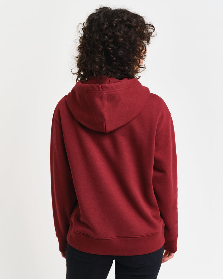 Bluza damska z kapturem z nadrukiem relaxed fit czerwona