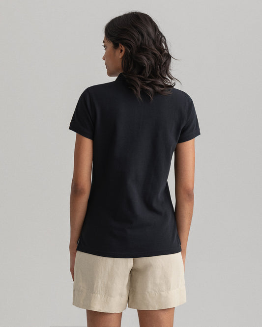 Polo damskie regular fit czarne