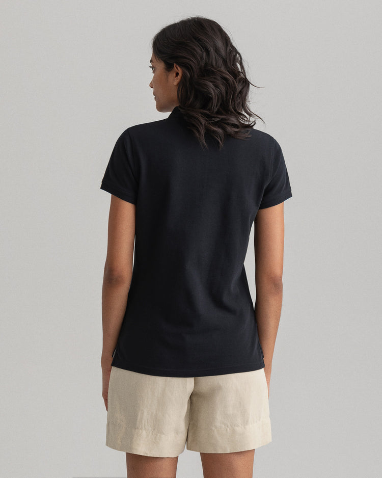 Polo damskie regular fit czarne