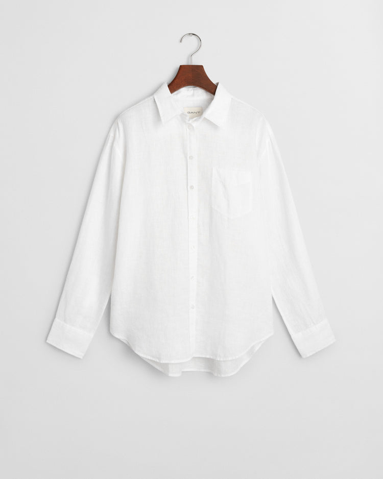 Koszula damska z długim rękawem relaxed fit biała