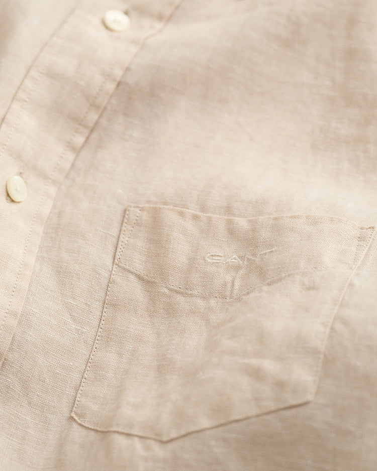 Koszula męska z krótkim rękawem regular fit beżowa