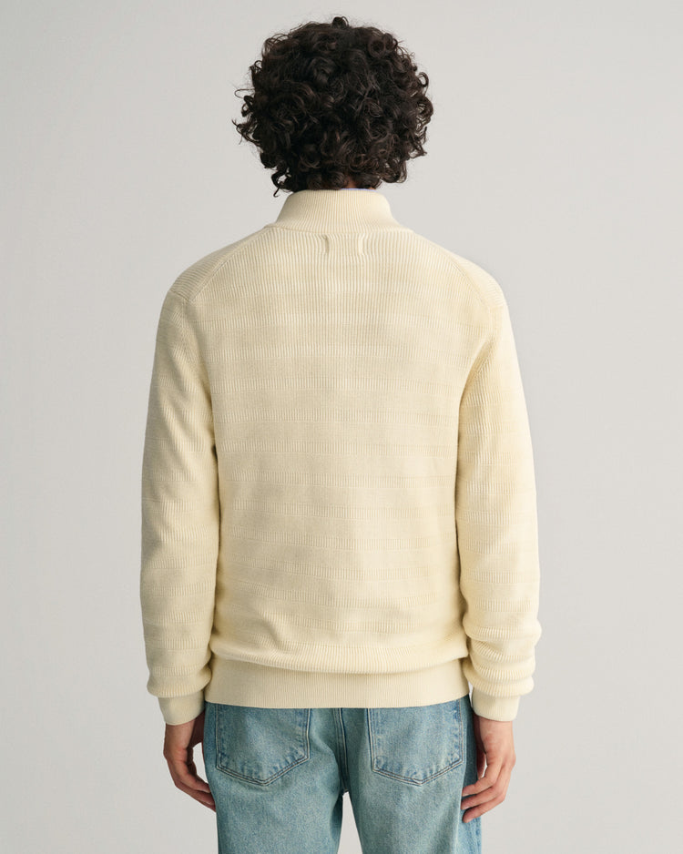 Bawełniany sweter rozpinany męski z nadrukiem i zamkiem regular fit