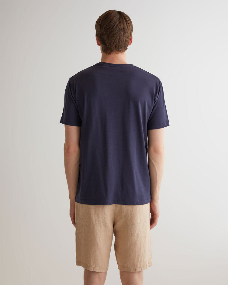 T-shirt męski z okrągłym kołnierzykiem regular fit granatowy