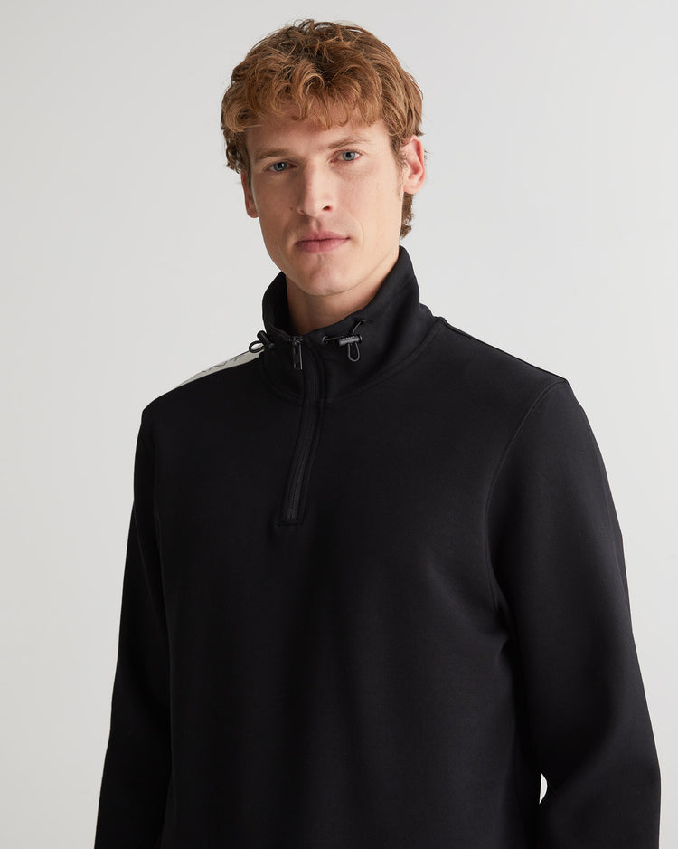 Bluza męska z nadrukiem z zamkiem do połowy regular fit czarna