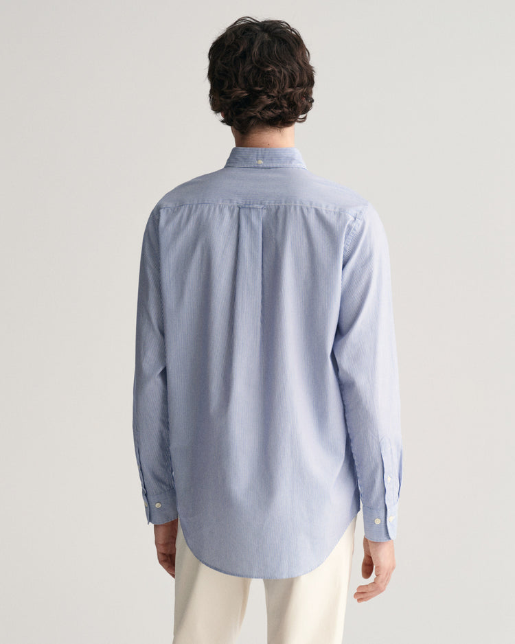 Bawełniana koszula męska w paski z długim rękawem regular fit