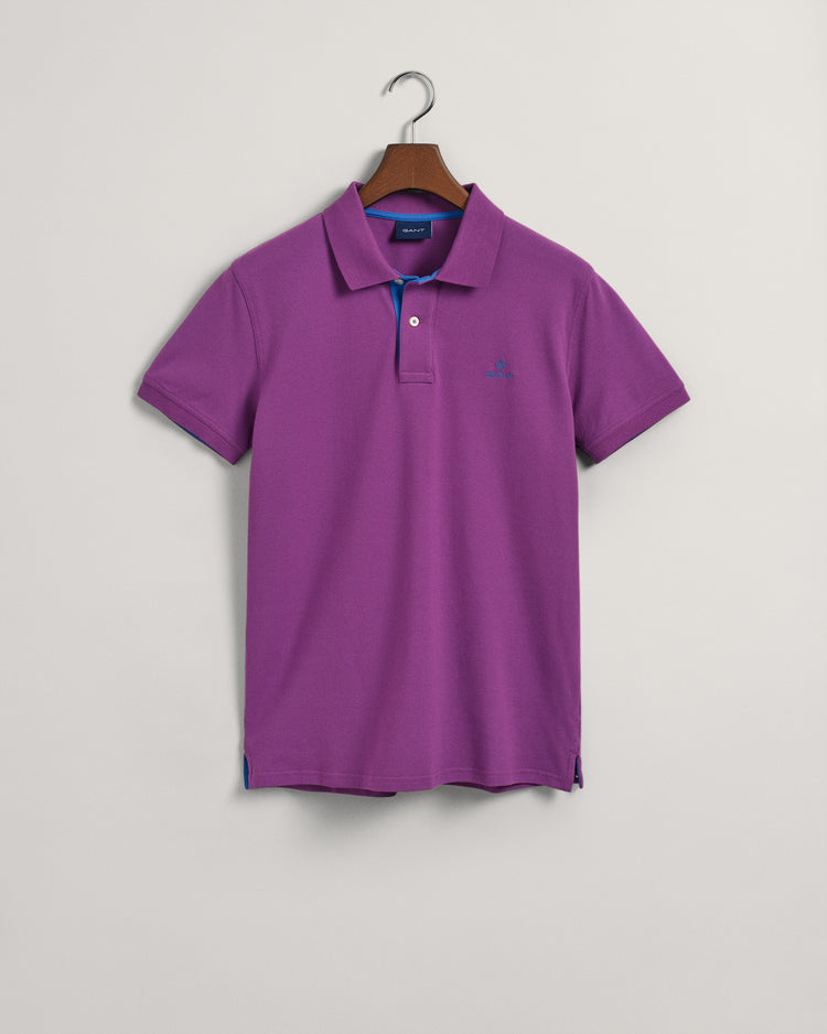 Męski fioletowy slim fit polo