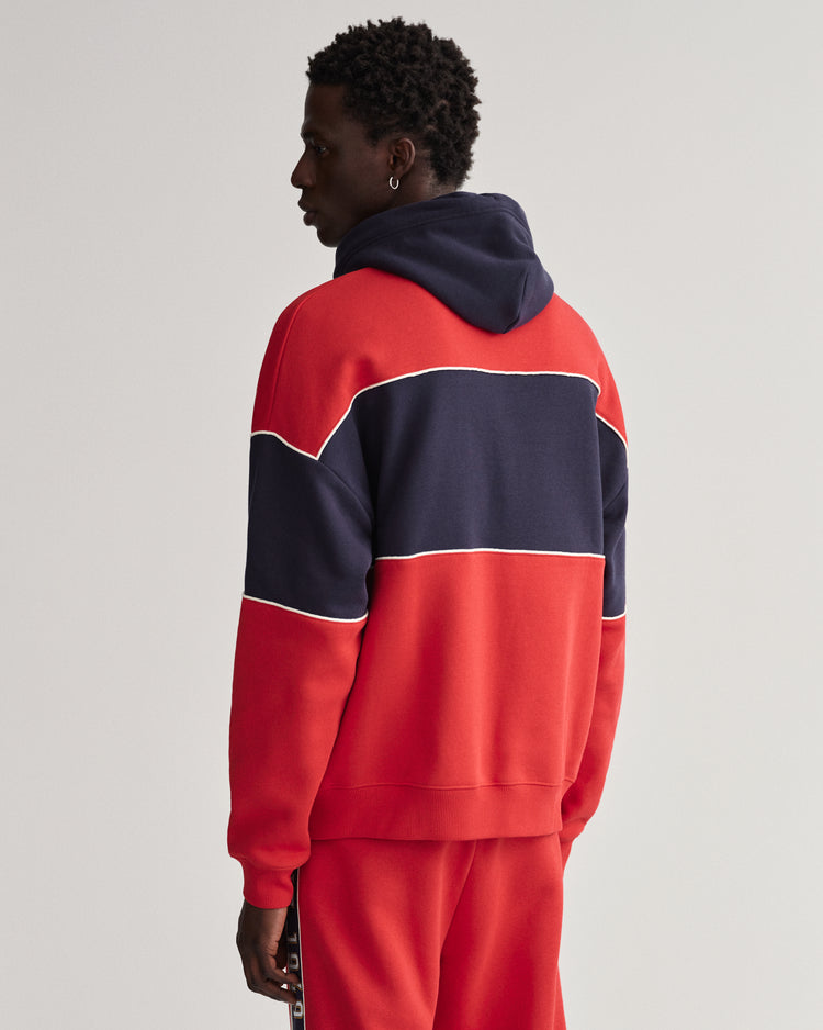 Bluza męska z kapturem z nadrukiem relaxed fit czerwona