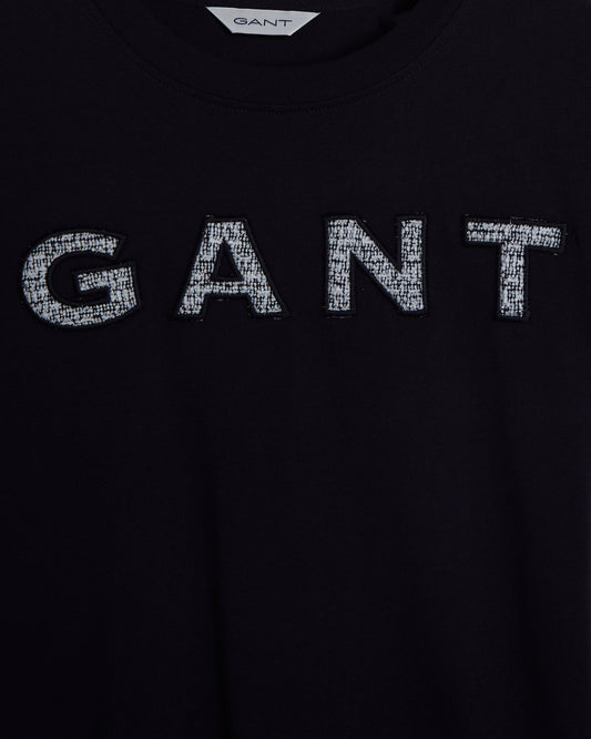 Bawełniany t-shirt damski z nadrukiem relaxed fit czarny