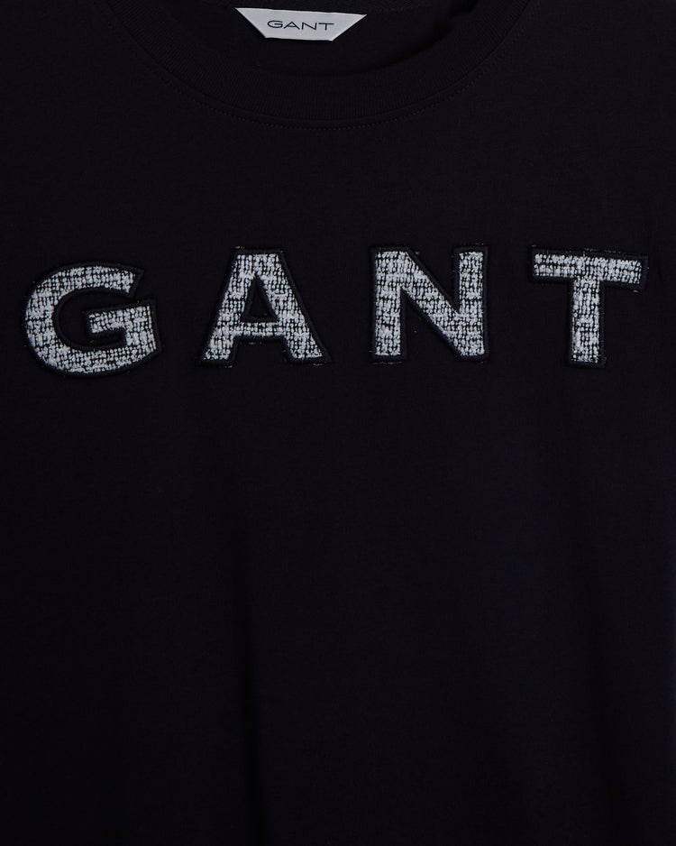 Bawełniany t-shirt damski z nadrukiem relaxed fit czarny