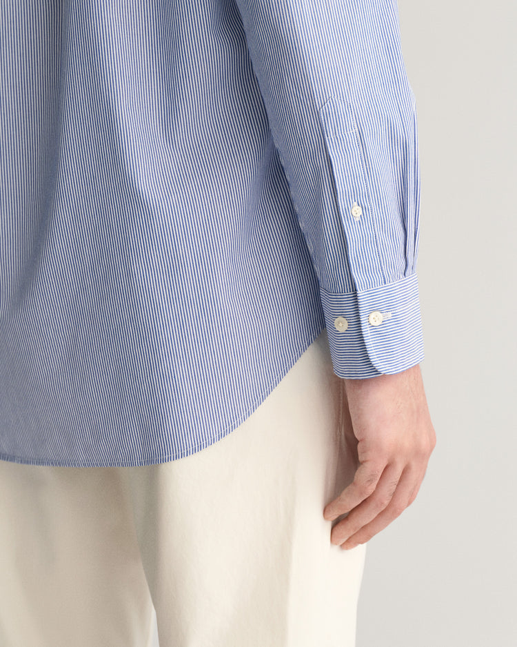 Bawełniana koszula męska w paski z długim rękawem regular fit