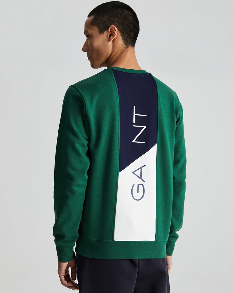 Bawełniana bluza męska z okrągłym kołnierzykiem regular fit zielona