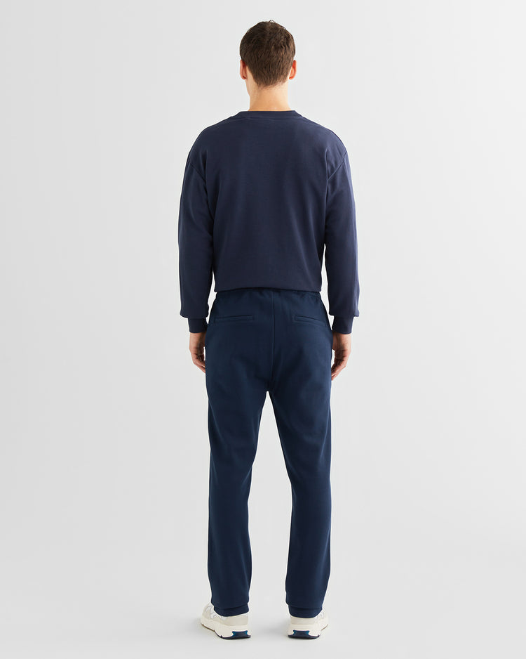 Bawełniane spodnie dresowe męskie regular fit granatowe