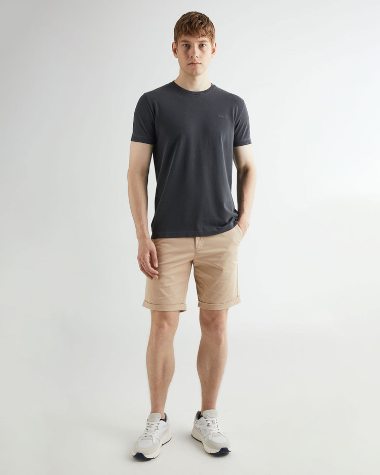 Bawełniany t-shirt męski z krótkim rękawem i okrągłym kołnierzykiem slim fit