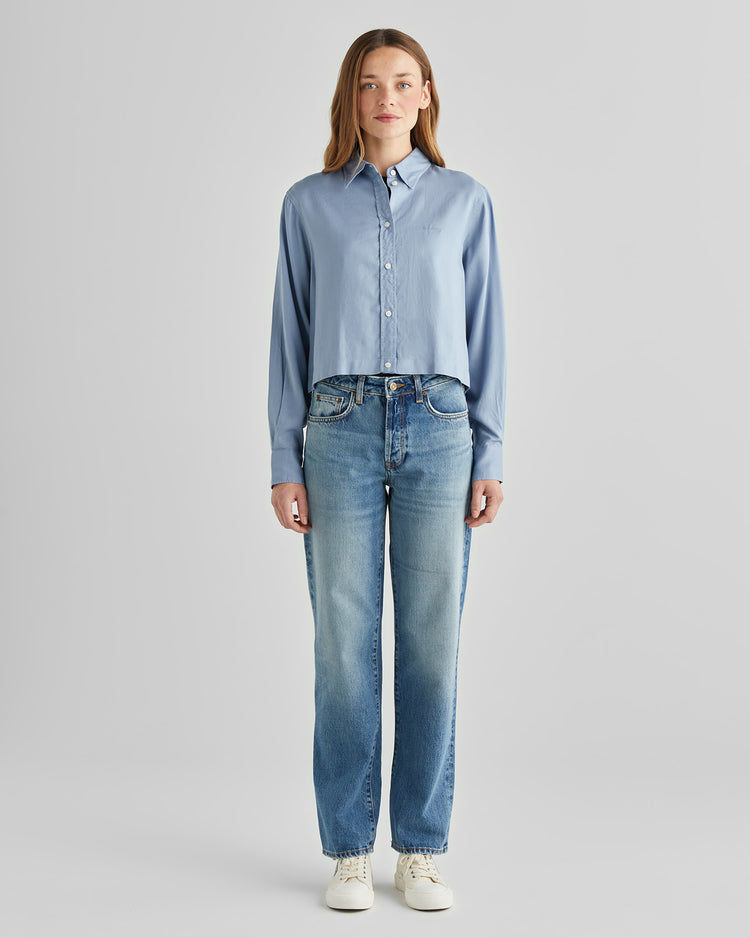 Koszula damska z długim rękawem niebieska