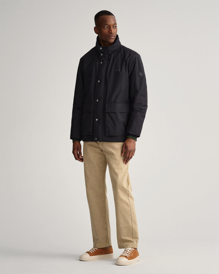 Kurtka męska ze stójką z długim rękawem regular fit czarna