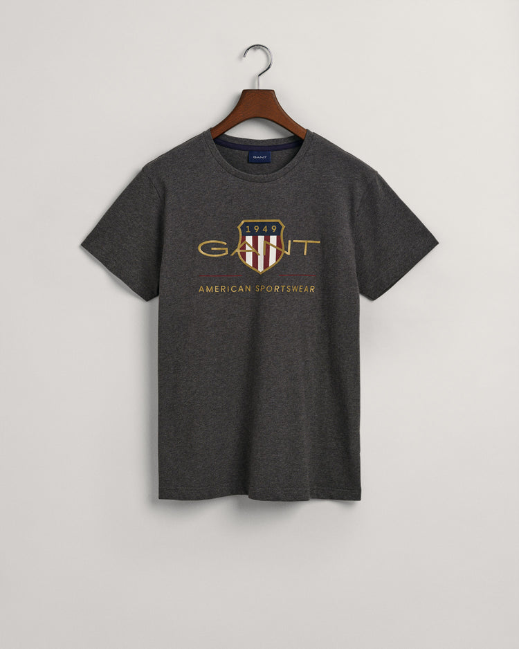 Bawełniany t-shirt męski z nadrukiem regular fit szary