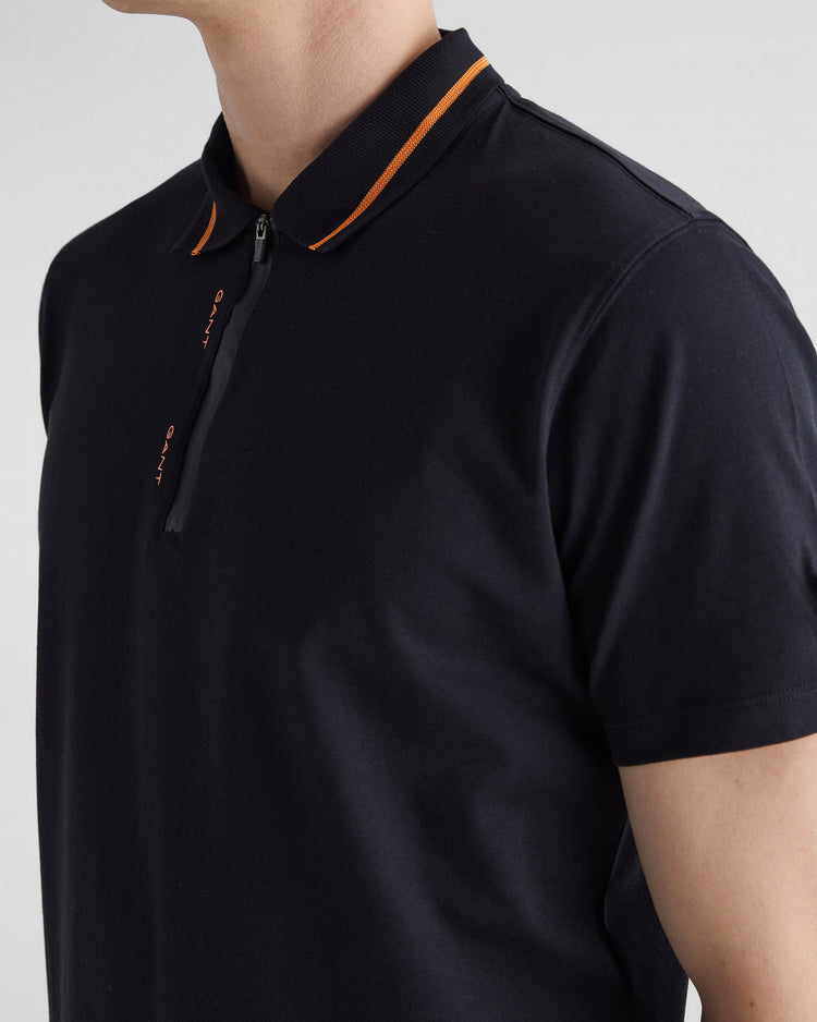 Polo męskie z krótkim rękawem z zamkiem do połowy regular fit