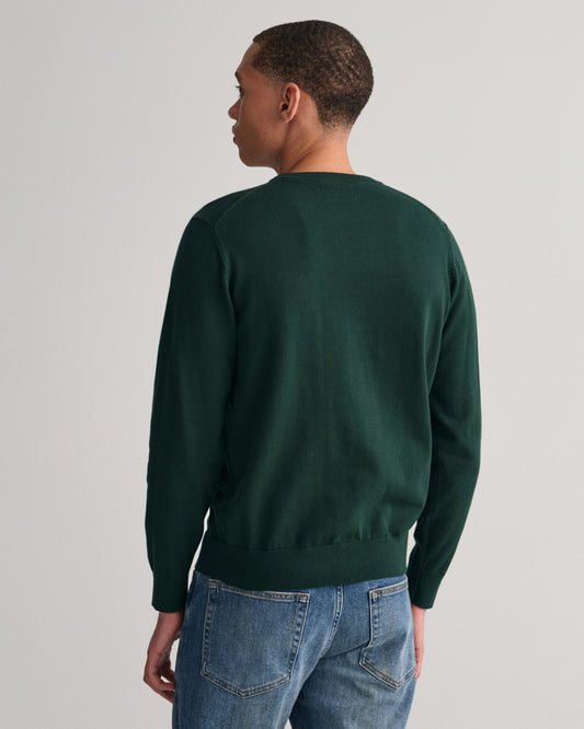 Sweter męski z okrągłym dekoltem regular fit zielony