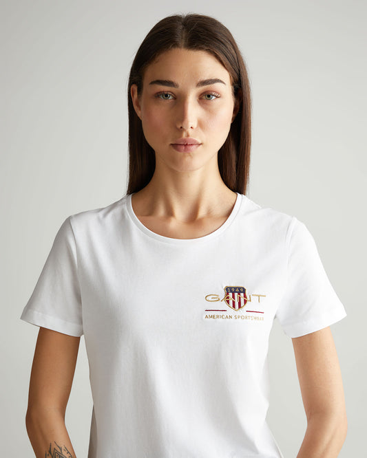 Bawełniana koszulka damska z nadrukiem okrągły kołnierzyk regular fit