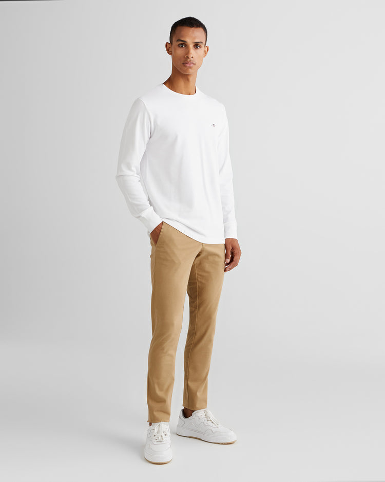 Koszulka męska z długim rękawem z okrągłym dekoltem slim fit