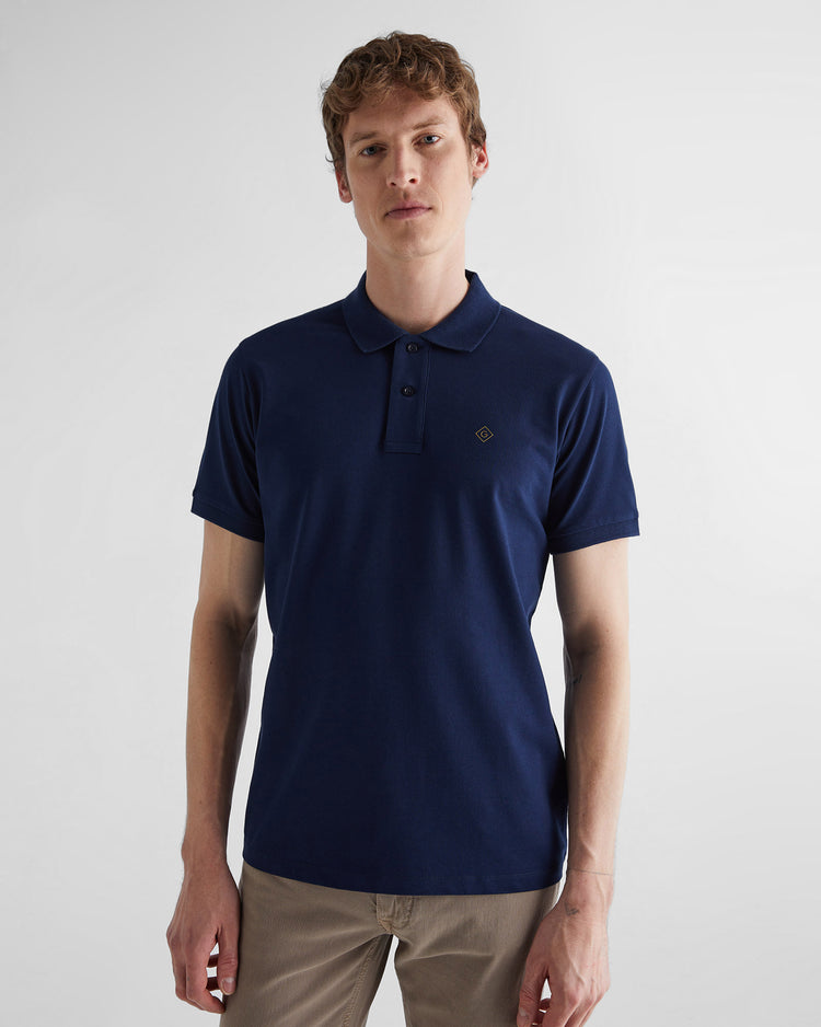 Koszulka polo męska z krótkim rękawem regular fit granatowa