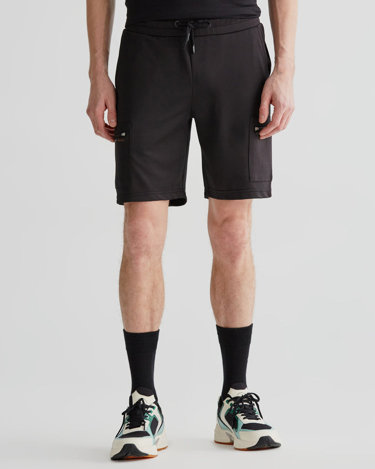 Szorty męskie z nadrukiem regular fit czarne