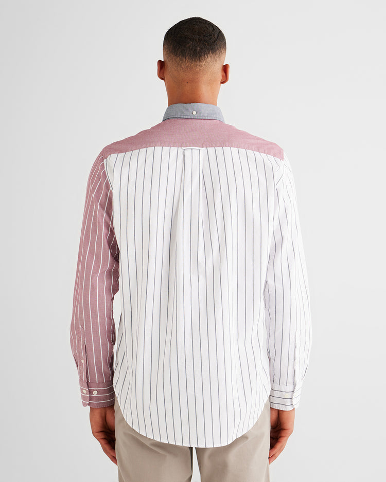 Bawełniana koszula męska w paski z długim rękawem regular fit