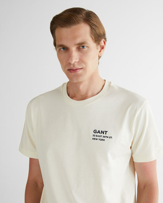 T-shirt męski z nadrukiem regular fit biały