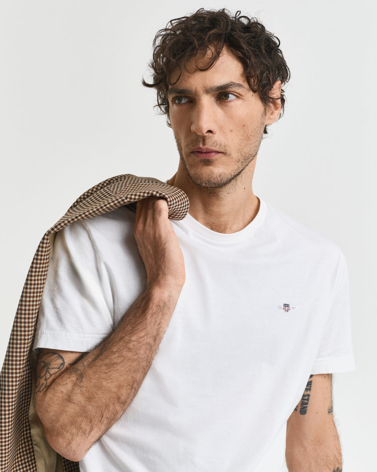 T-shirt męski z okrągłym dekoltem regular fit biały