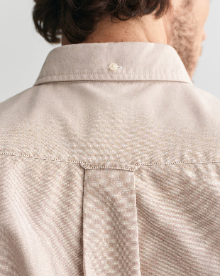 Koszula męska długi rękaw regular fit brązowa