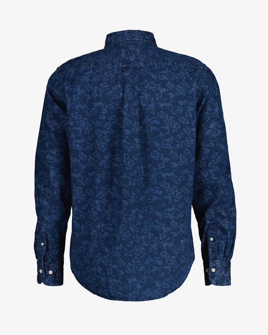 Bawełniana koszula męska z długim rękawem regular fit granatowa