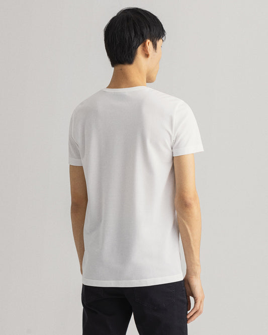 Męski biały regular fit okrągły dekolt T-shirt