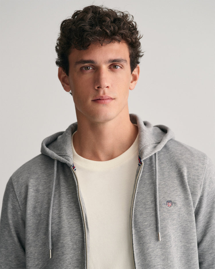 Bawełniana bluza męska z zamkiem regular fit szara