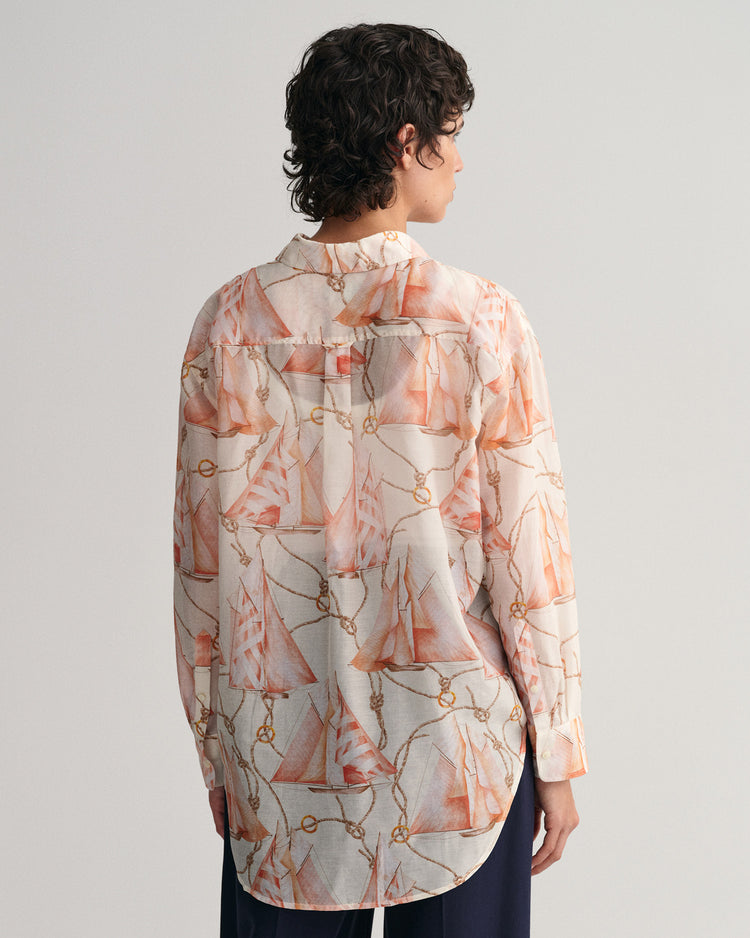 Koszula damska z długim rękawem relaxed fit kremowa