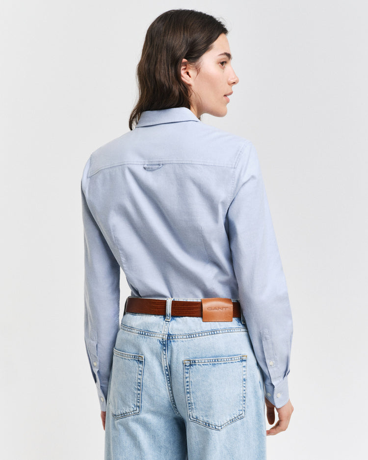 Koszula damska długi rękaw slim fit niebieska