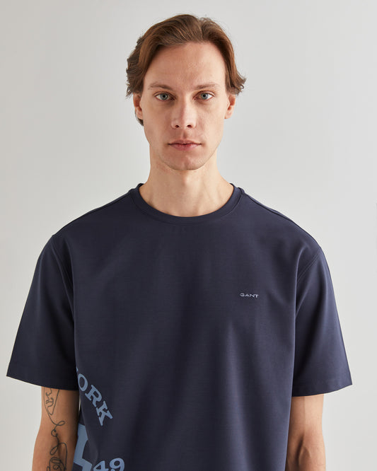 T-shirt męski z nadrukiem okrągły kołnierzyk regular fit